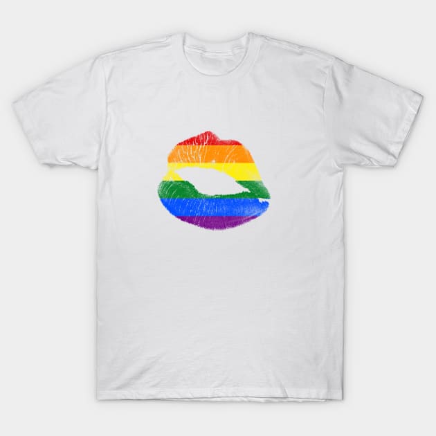 LGBT Rainbow Kiss T-Shirt by KazSells